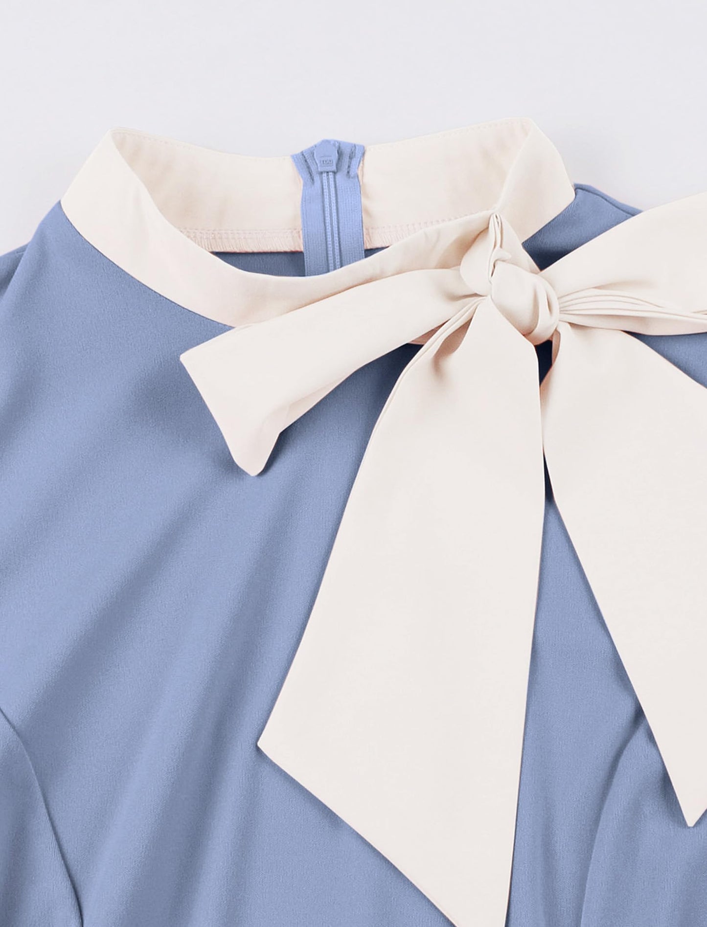 50s Style Dresses for Women Vintage Short Sleeve Tie Neck Swing Dress Midi Prom Dress with Belt
