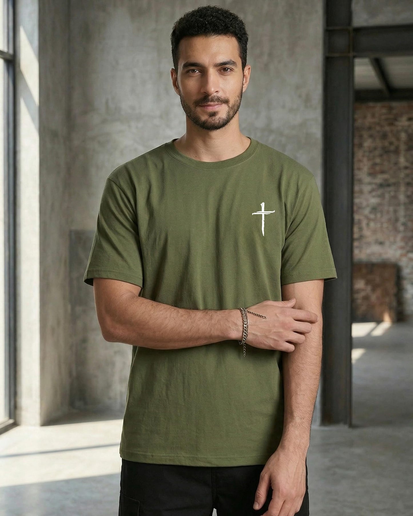 Aiyino Mens Cotton Christian Cross Graphic T Shirt Minimal Faith Casual Crew Neck Tee for Church