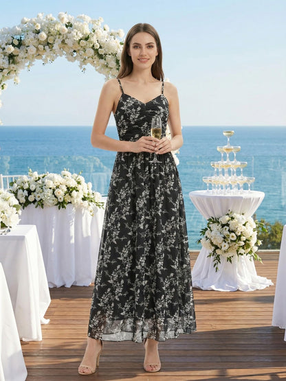 2026 Cocktail Dresses for Wedding Guest Spring Summer Floral Maxi Spaghetti Strap Beach Vacation Boho Club Party