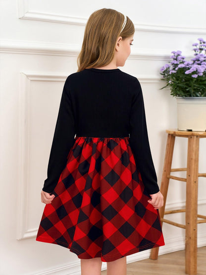 Girls Dresses Kids Button Down Midi Long Sleeve Casual A Line Dress with Pockets 4-14 Years