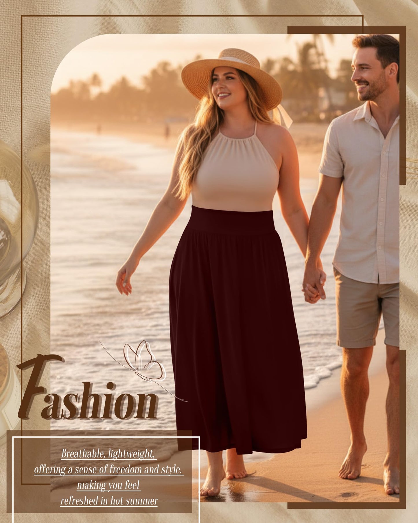 Plus Size Maxi Skirt for Curvy Women Pockets 2026 Ankle Length High Waisted Pleated Flowy a Line Summer Long Skirt