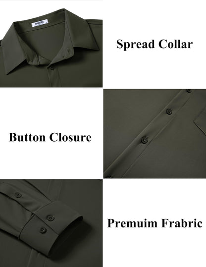 COOFANDY Stretch Mens Dress Shirts Wrinkle Free Long Sleeve Dress Shirt Muscle Fit Button Down Shirt