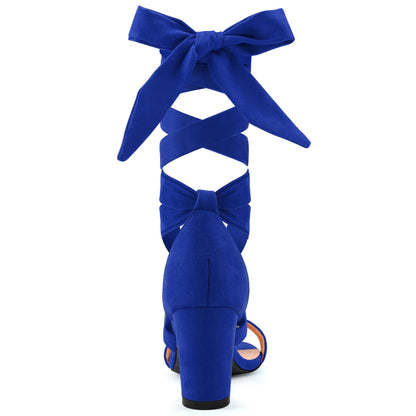 Leticia Strappy Heels for Women Chunky Heel Sexy Open Toe Lace Up Block Heels Comfortable High Heeled Sandals for Women Dressy Summer