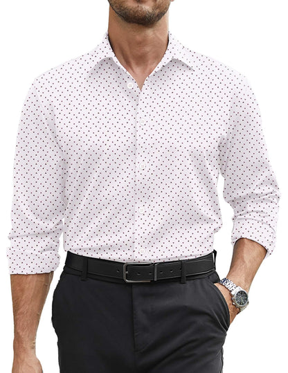 COOFANDY Mens Stretch Dress Shirts Long Sleeve Button Down Shirt Regular Fit Formal Business Wedding Shirts