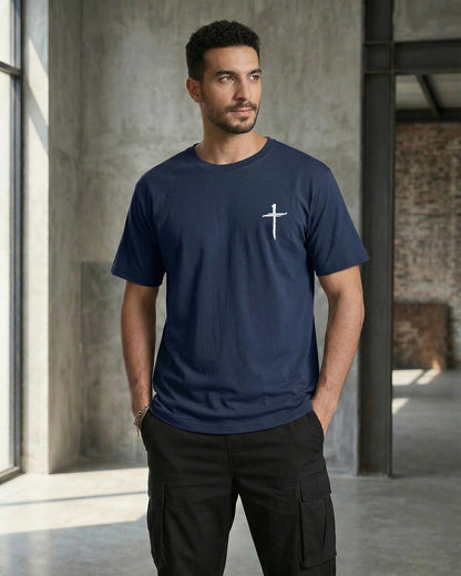 Aiyino Mens Cotton Christian Cross Graphic T Shirt Minimal Faith Casual Crew Neck Tee for Church