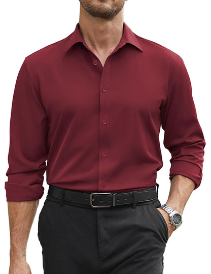 COOFANDY Mens Stretch Dress Shirts Long Sleeve Button Down Shirt Regular Fit Formal Business Wedding Shirts