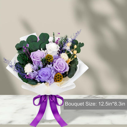 Perfectione Roses 4 Roses Mixed Bouquet for Mother's Day, Flowers for Delivery, Preserved Flowers Birthday Gift for Women Mom Wife Grandma Her, Dusty Rose