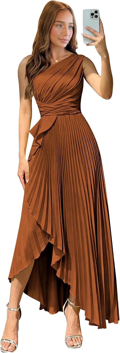 Satin One Shoulder Wedding Guest Dresses Long Asymmetrical Formal Prom Party Evening Gowns High Low 2026