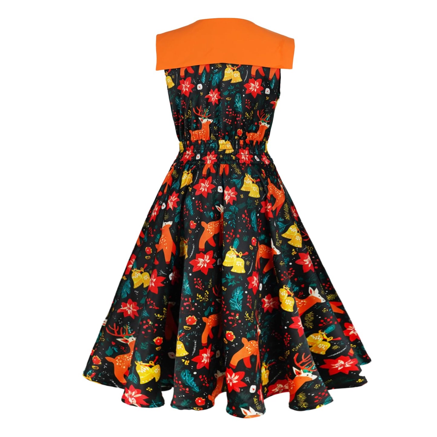 HIGAKI Women's 1950s Dress Tea Party V-Neck Sleeveless Dress