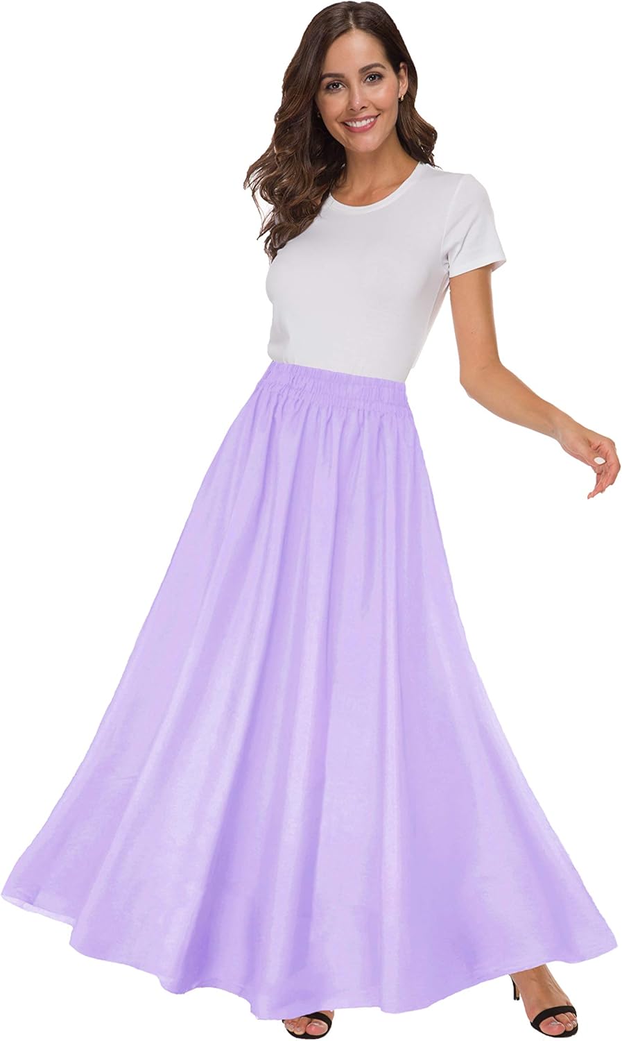 Womens Chiffon Retro Maxi Skirt Vintage Ankle-Length Skirts