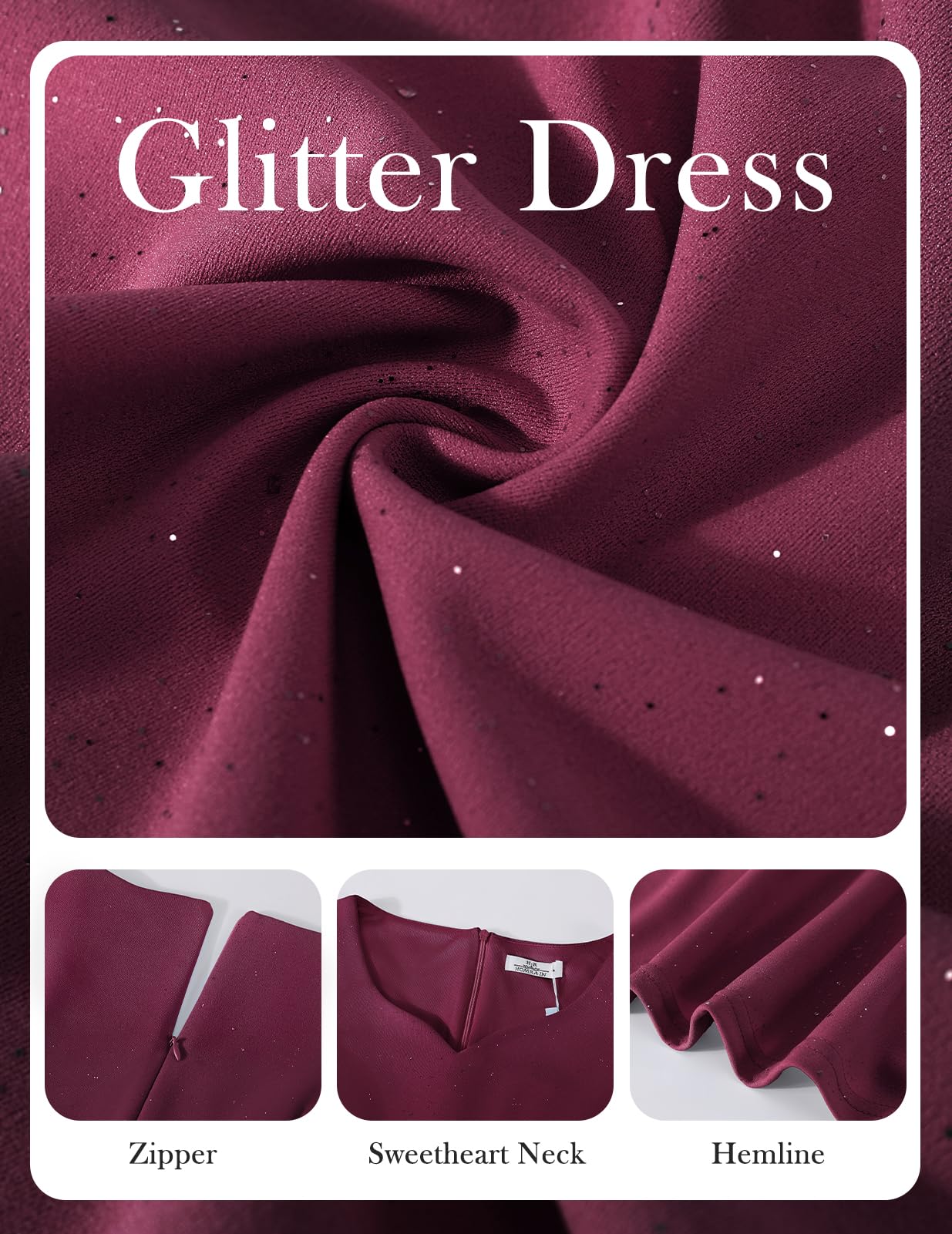 HomRain Vestidos de cóctel brillantes con purpurina para mujer, vestido de dama de honor para invitados de boda, vestido de graduación