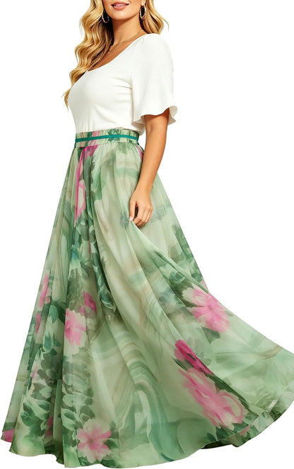 Womens Long Chiffon Bohemian Skirt Gypsy Dress Maxi Boho Beach Skirt