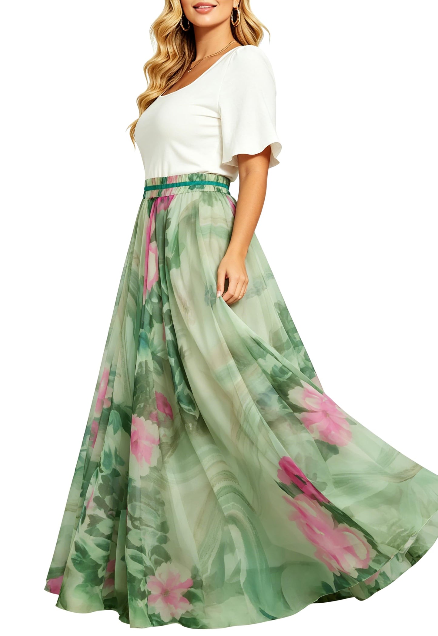 Womens Long Chiffon Bohemian Skirt Gypsy Dress Maxi Boho Beach Skirt