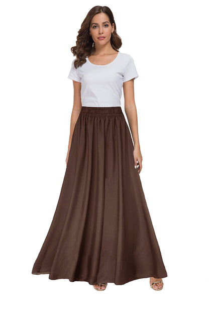 Womens Chiffon Retro Maxi Skirt Vintage Ankle-Length Skirts