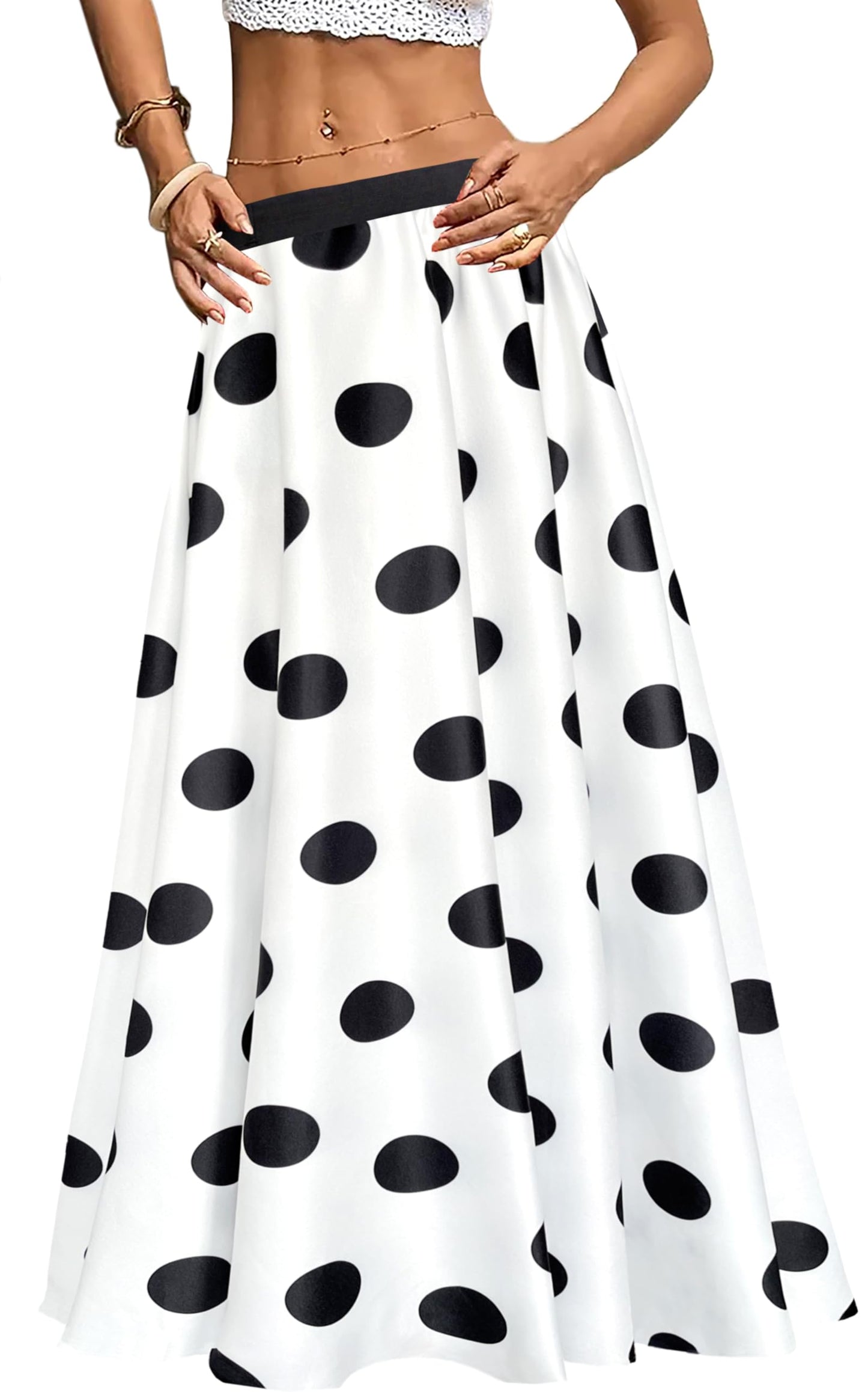 Women's Chiffon Stripe Maxi Skirt High Waist Mopping Floor Skirts