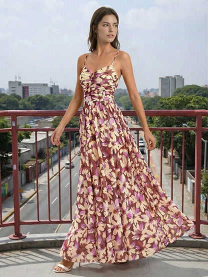 2026 Cocktail Dresses for Wedding Guest Spring Summer Floral Maxi Spaghetti Strap Beach Vacation Boho Club Party