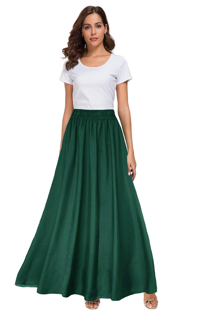 Womens Chiffon Retro Maxi Skirt Vintage Ankle-Length Skirts