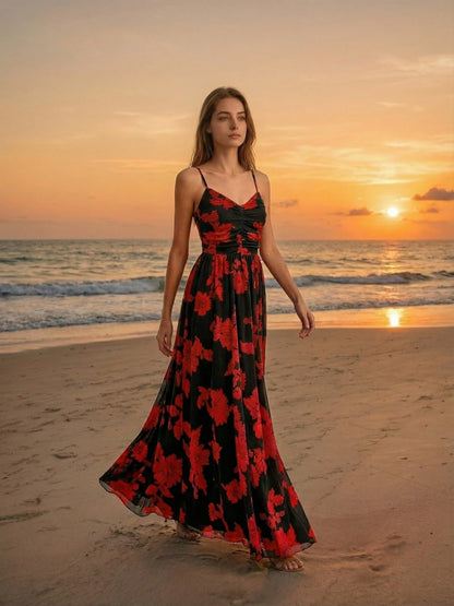 2026 Cocktail Dresses for Wedding Guest Spring Summer Floral Maxi Spaghetti Strap Beach Vacation Boho Club Party