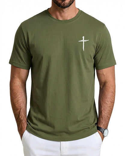 Aiyino Mens Cotton Christian Cross Graphic T Shirt Minimal Faith Casual Crew Neck Tee for Church