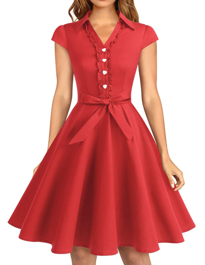 Wedtrend Women's 1950s Retro Rockabilly Dress Cap Sleeve Vintage Swing Dress