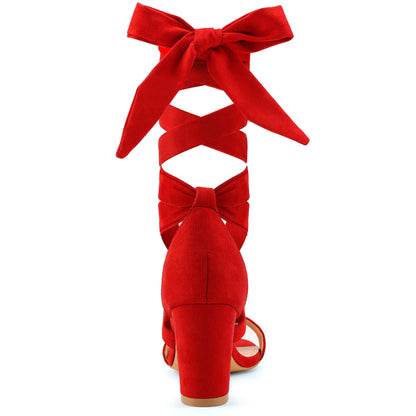 Leticia Strappy Heels for Women Chunky Heel Sexy Open Toe Lace Up Block Heels Comfortable High Heeled Sandals for Women Dressy Summer