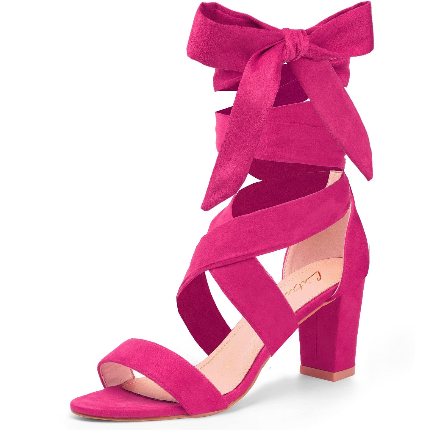 Leticia Strappy Heels for Women Chunky Heel Sexy Open Toe Lace Up Block Heels Comfortable High Heeled Sandals for Women Dressy Summer