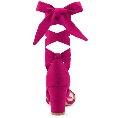 Leticia Strappy Heels for Women Chunky Heel Sexy Open Toe Lace Up Block Heels Comfortable High Heeled Sandals for Women Dressy Summer