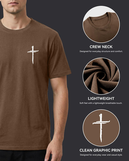 Aiyino Mens Cotton Christian Cross Graphic T Shirt Minimal Faith Casual Crew Neck Tee for Church
