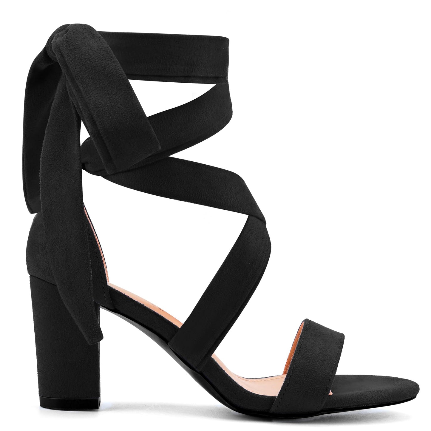 Leticia Strappy Heels for Women Chunky Heel Sexy Open Toe Lace Up Block Heels Comfortable High Heeled Sandals for Women Dressy Summer