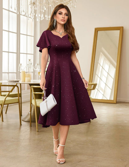HomRain Vestidos de cóctel brillantes con purpurina para mujer, vestido de dama de honor para invitados de boda, vestido de graduación