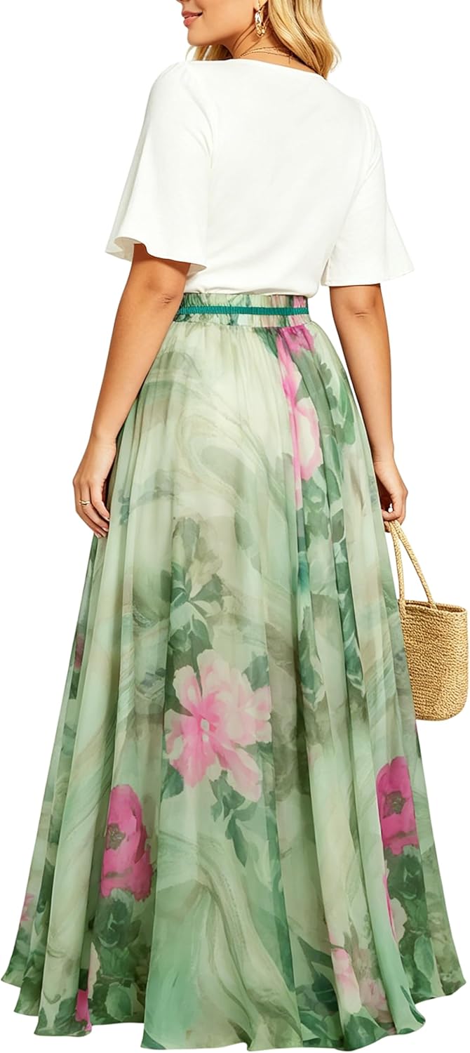 Womens Long Chiffon Bohemian Skirt Gypsy Dress Maxi Boho Beach Skirt
