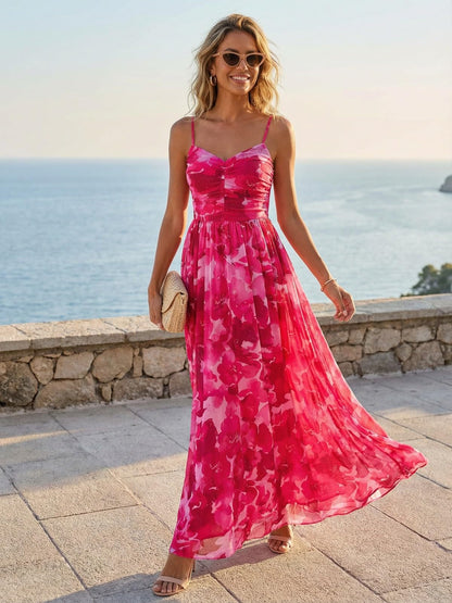 2026 Cocktail Dresses for Wedding Guest Spring Summer Floral Maxi Spaghetti Strap Beach Vacation Boho Club Party