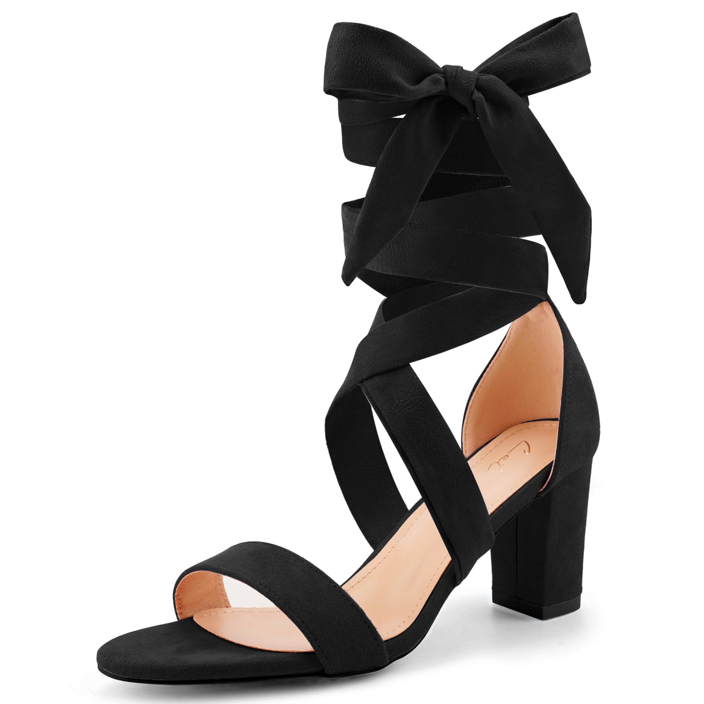 Leticia Strappy Heels for Women Chunky Heel Sexy Open Toe Lace Up Block Heels Comfortable High Heeled Sandals for Women Dressy Summer