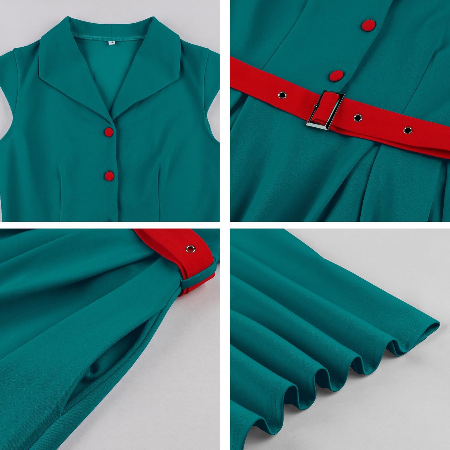 Women's 1950s Retro Dress Sleeveless Cocktail Prom Swing Midi Belt Dresses with Pockets Vintage Style