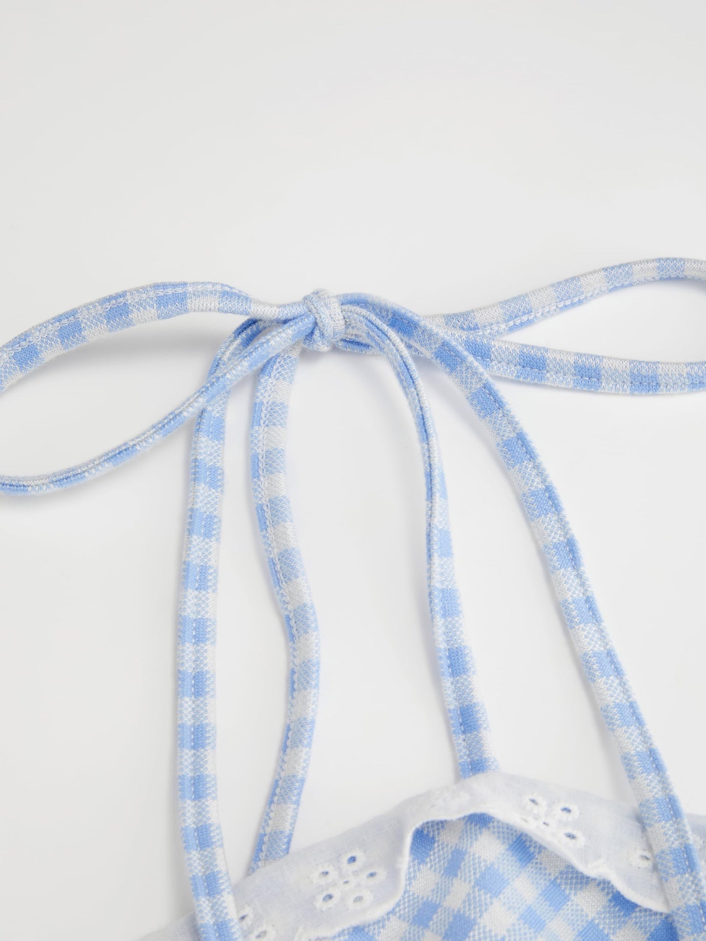 CIDER Womens Summer Gingham Dress Plaid Tie Spaghetti Strap Sleeveless Lace Trim Cute A Line Casual Mini Dresses Sundress