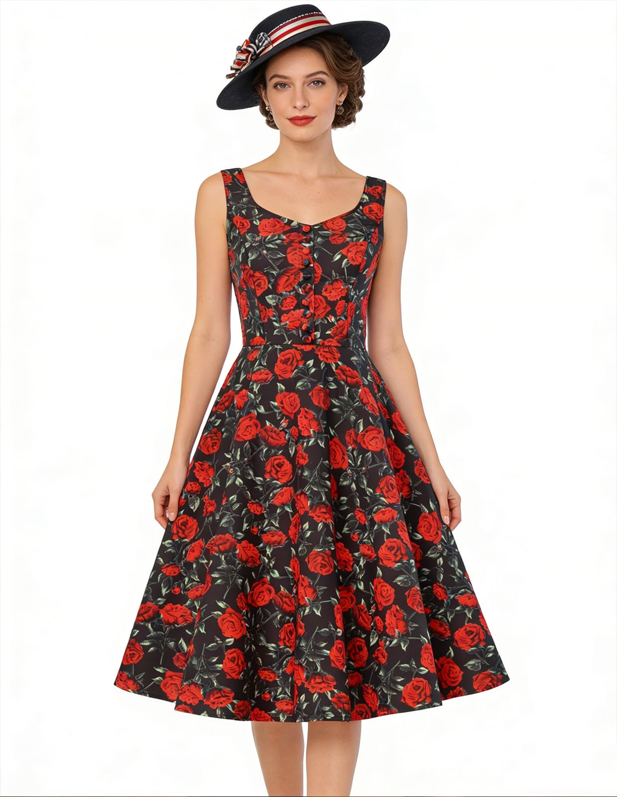 Belle Poque 1950s Vintage Dress for Women Sleeveless Homecoming Dresses Cocktail Party A-Line Summer Dress