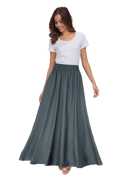 Womens Chiffon Retro Maxi Skirt Vintage Ankle-Length Skirts