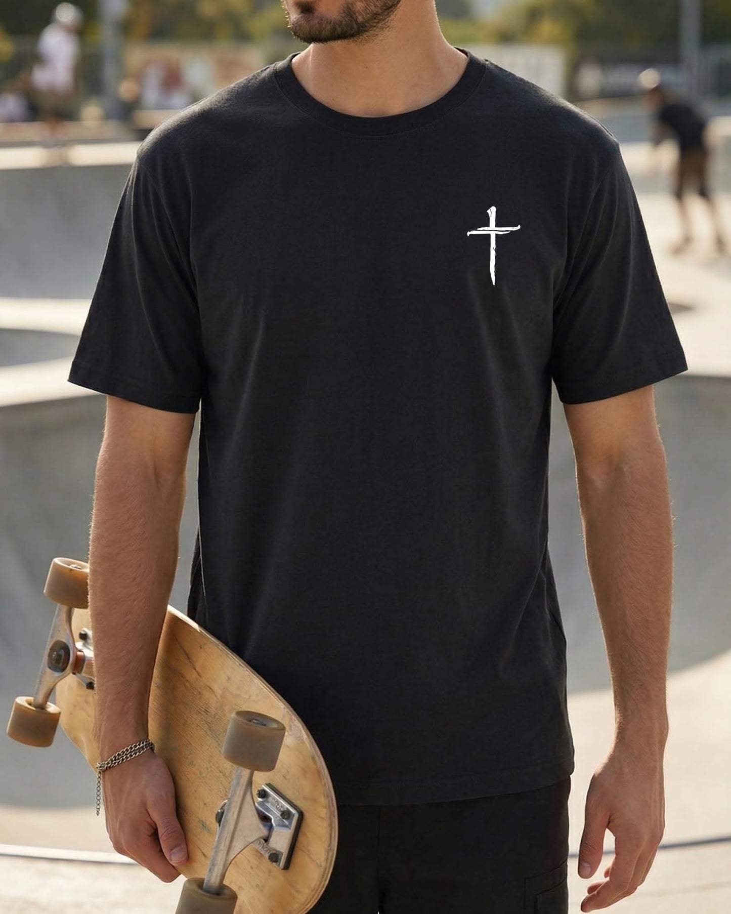 Aiyino Mens Cotton Christian Cross Graphic T Shirt Minimal Faith Casual Crew Neck Tee for Church
