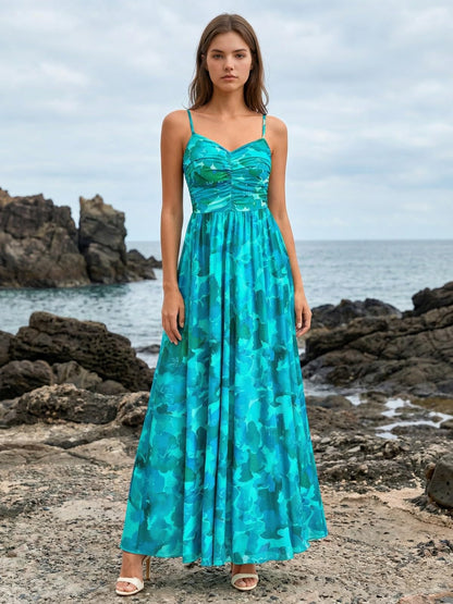 2026 Cocktail Dresses for Wedding Guest Spring Summer Floral Maxi Spaghetti Strap Beach Vacation Boho Club Party