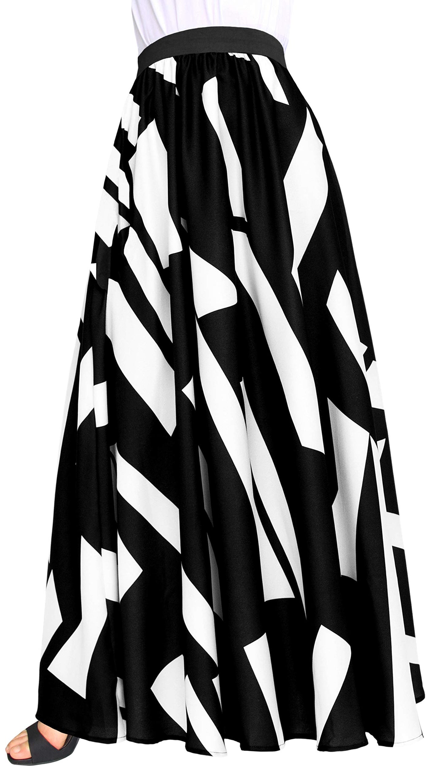Women's Chiffon Stripe Maxi Skirt High Waist Mopping Floor Skirts