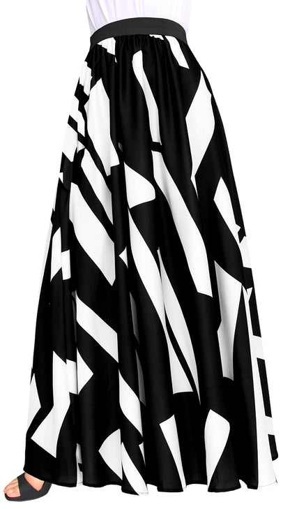Women's Chiffon Stripe Maxi Skirt High Waist Mopping Floor Skirts