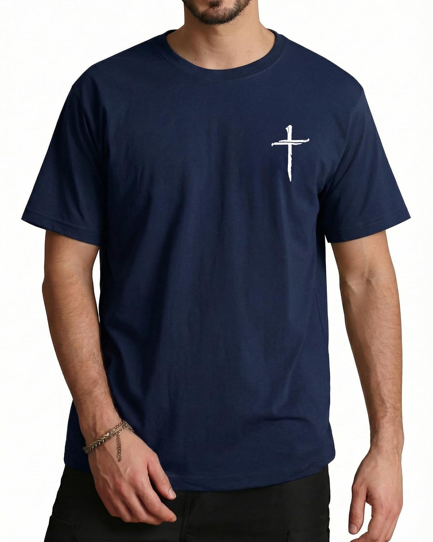 Aiyino Mens Cotton Christian Cross Graphic T Shirt Minimal Faith Casual Crew Neck Tee for Church