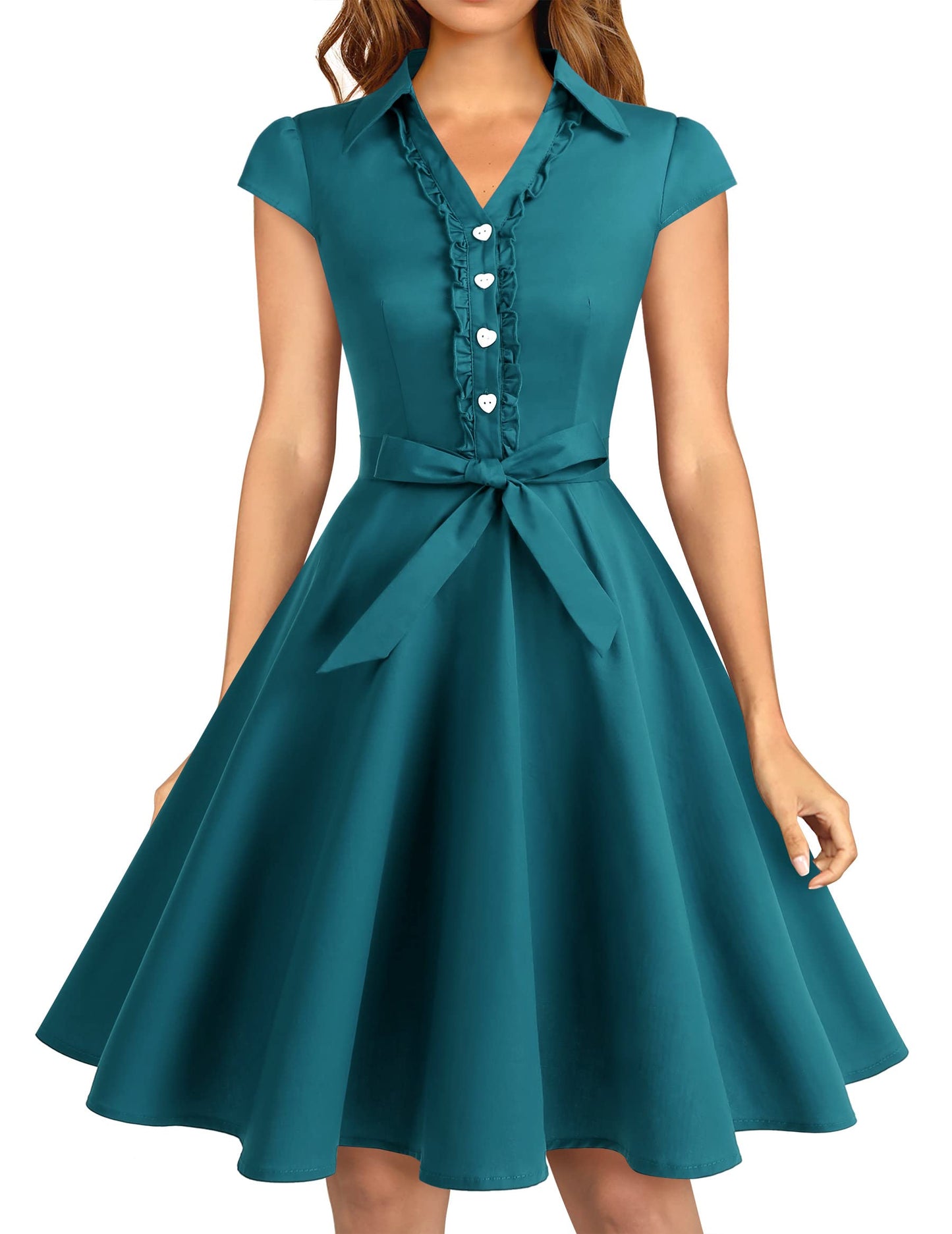 Wedtrend Women's 1950s Retro Rockabilly Dress Cap Sleeve Vintage Swing Dress