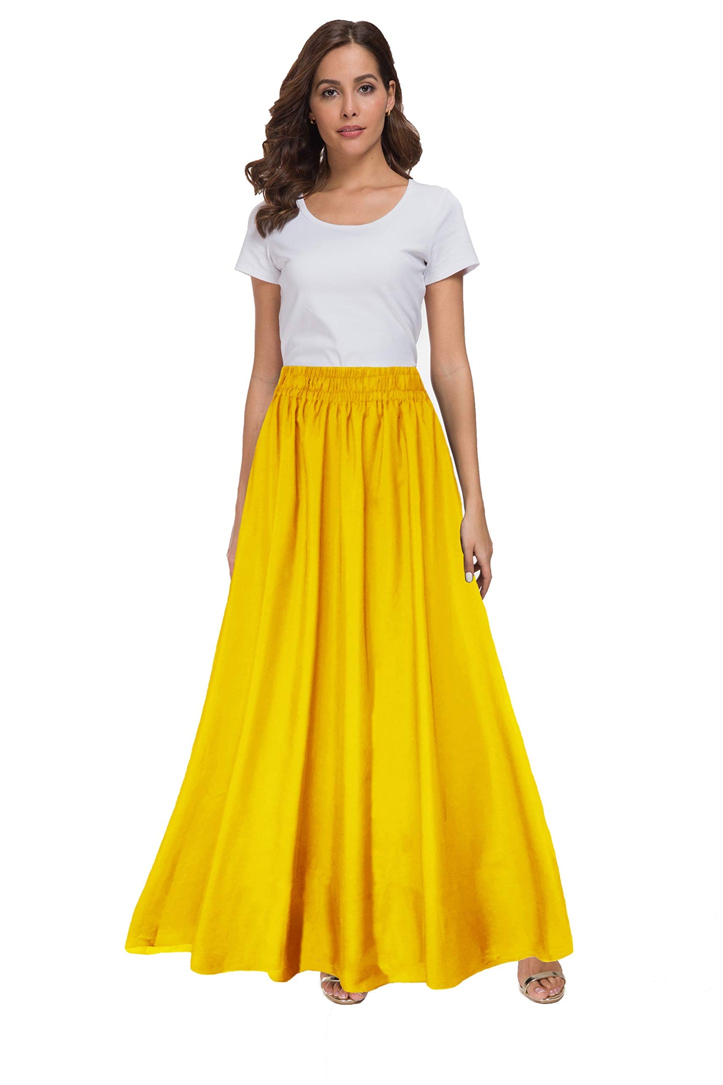 Womens Chiffon Retro Maxi Skirt Vintage Ankle-Length Skirts