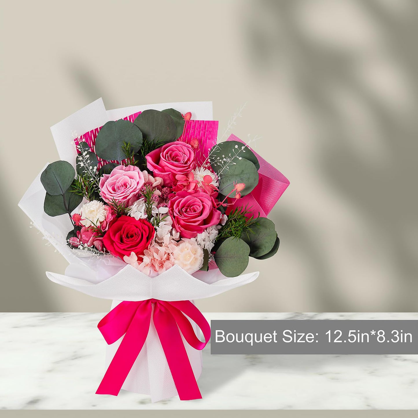 Perfectione Roses 4 Roses Mixed Bouquet for Mother's Day, Flowers for Delivery, Preserved Flowers Birthday Gift for Women Mom Wife Grandma Her, Dusty Rose