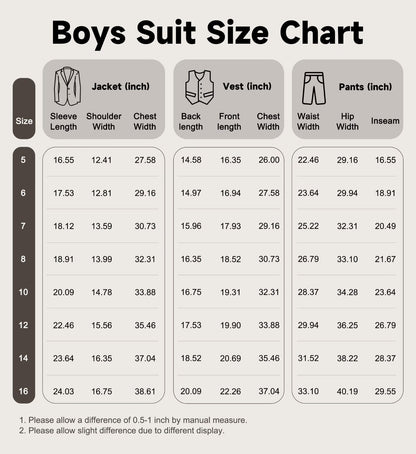 Boys' Suit Kids Formal Tuxedo Suits Set for Boys 6 Piece Dress Clothes Easter Wedding Outfit with Tie Pocket Square