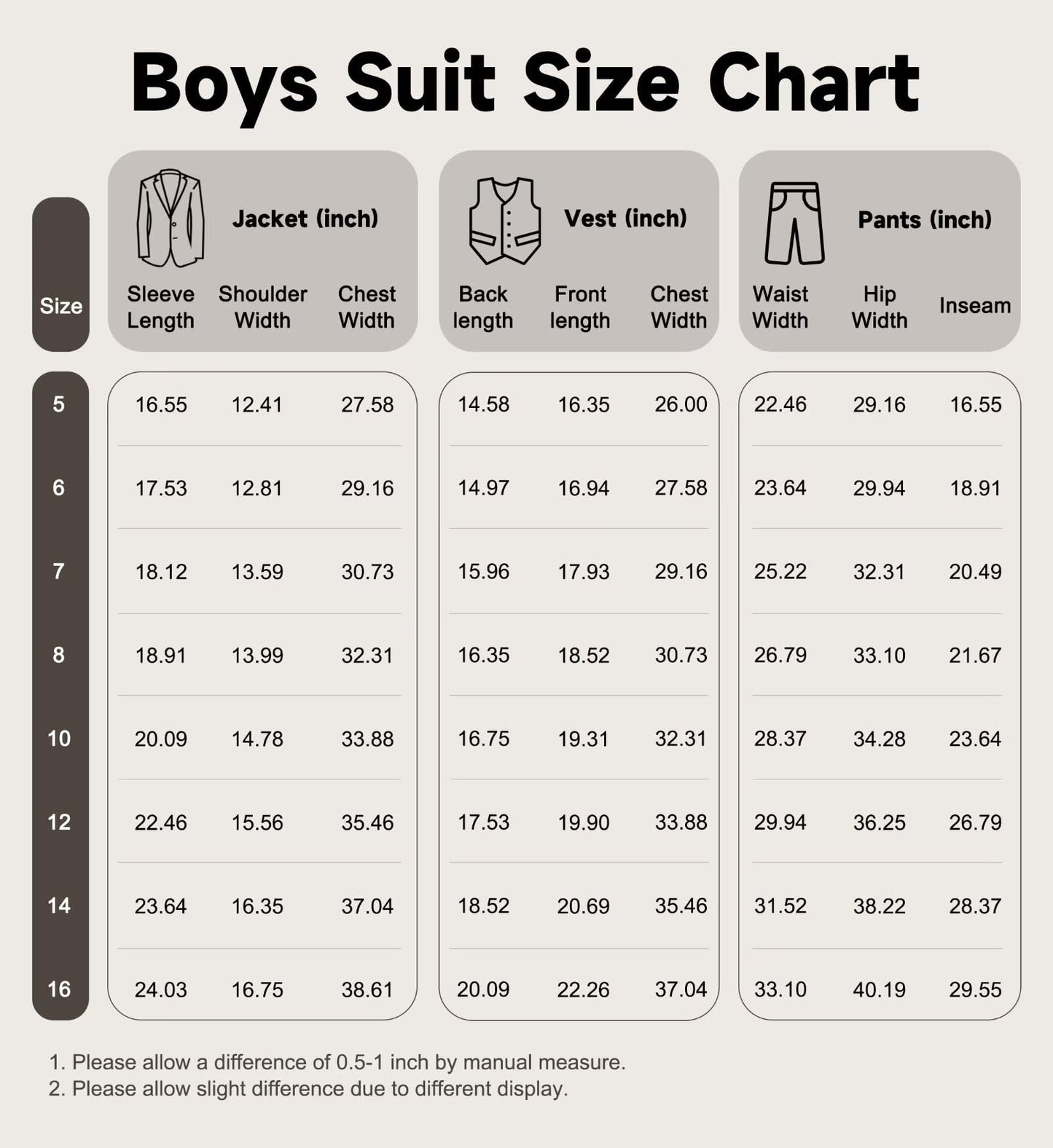 Boys' Suit Kids Formal Tuxedo Suits Set for Boys 6 Piece Dress Clothes Easter Wedding Outfit with Tie Pocket Square