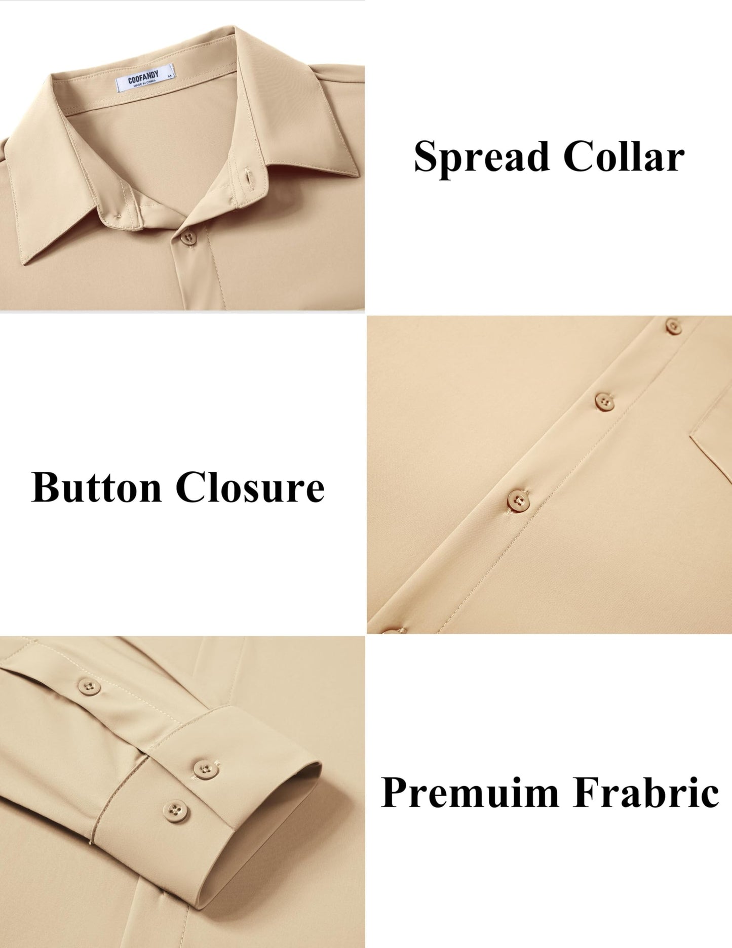 COOFANDY Stretch Mens Dress Shirts Wrinkle Free Long Sleeve Dress Shirt Muscle Fit Button Down Shirt