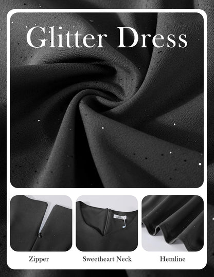 HomRain Vestidos de cóctel brillantes con purpurina para mujer, vestido de dama de honor para invitados de boda, vestido de graduación