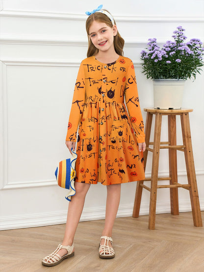 Girls Dresses Kids Button Down Midi Long Sleeve Casual A Line Dress with Pockets 4-14 Years